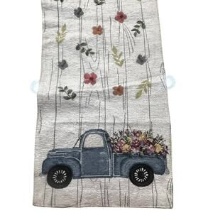 Farmhouse Floral Truck Table Runner Rustic Pickup Spring Summer Decor 71x13